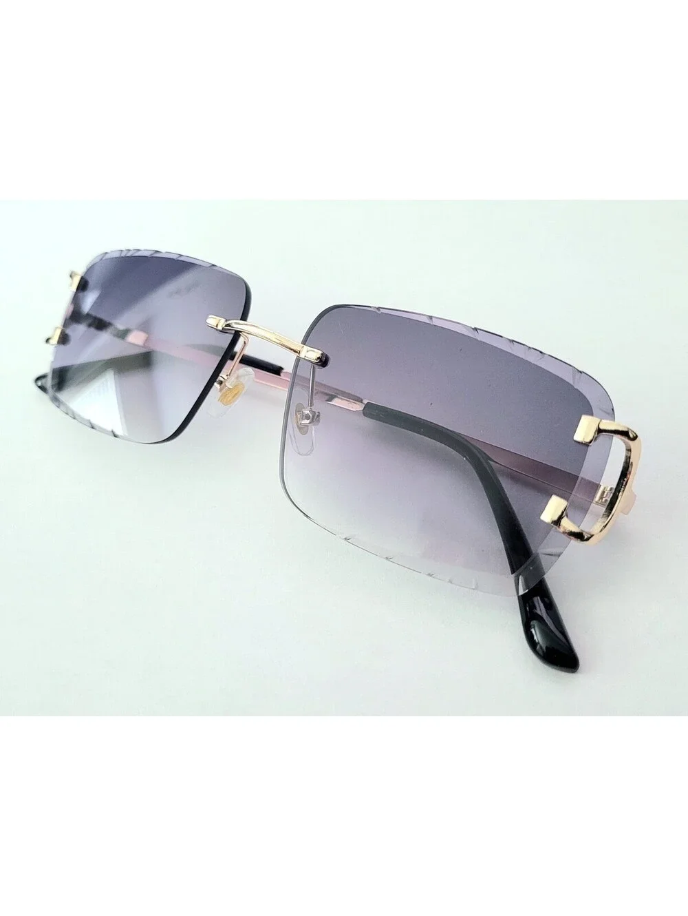 Piccadilly Gld Gray Gradient C Diamond Cut Designer Sunglass
